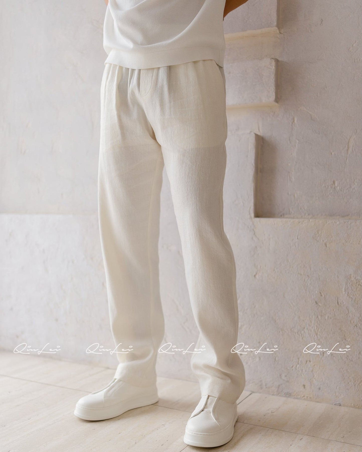 Drawstring Wool Linen Pants
