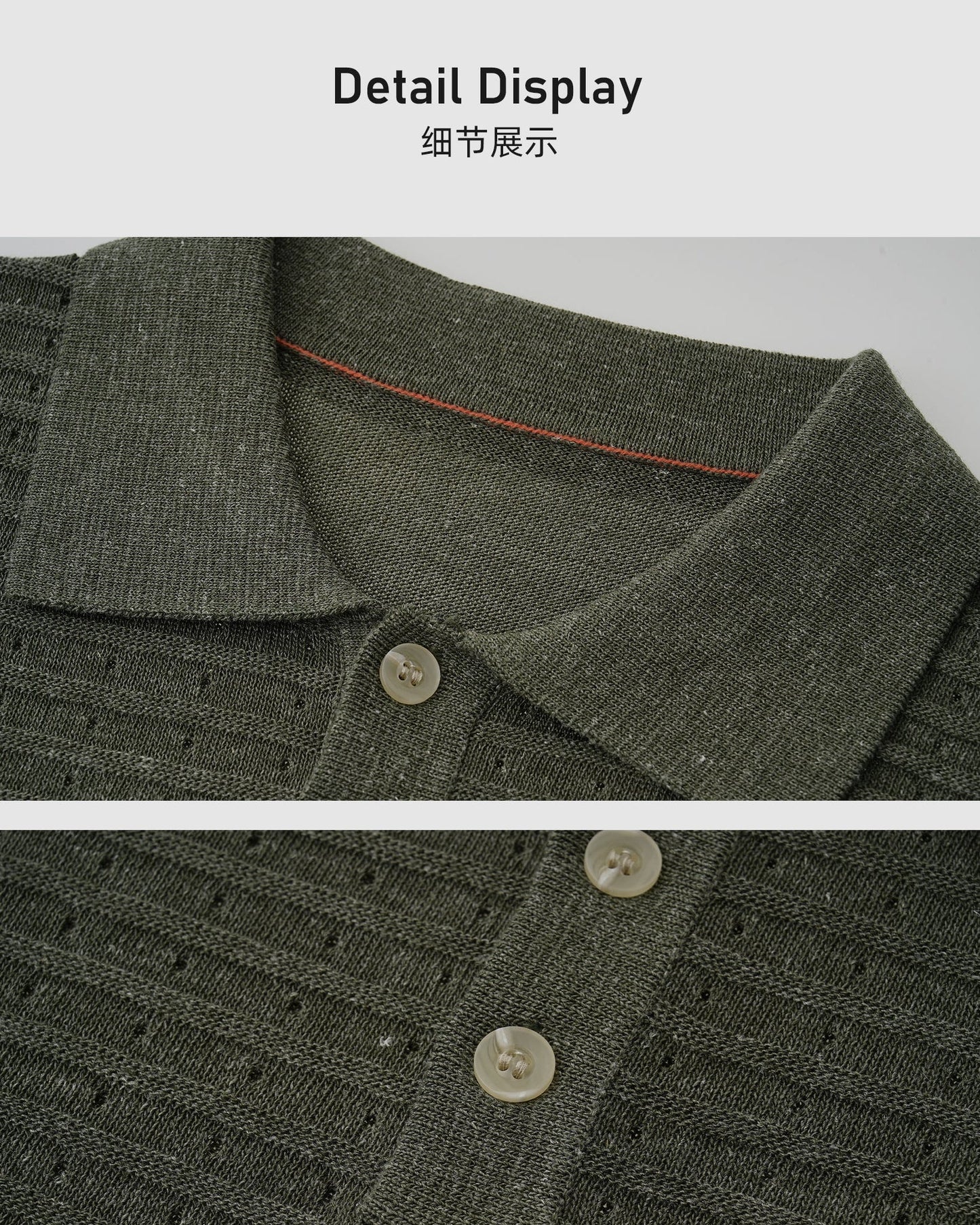 Open Knit Linen Polo T-Shirt