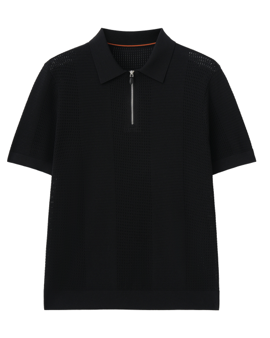Open Knit Silk Cotton Polo