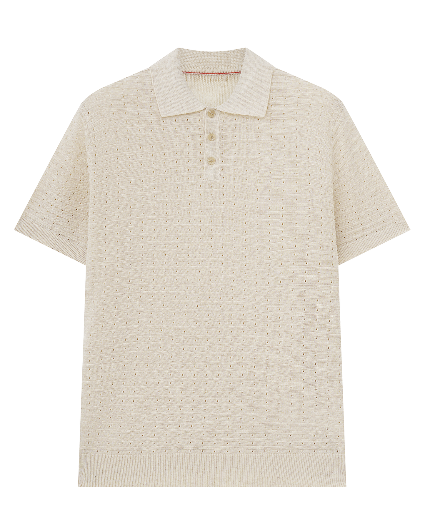 Open Knit Linen Polo T-Shirt
