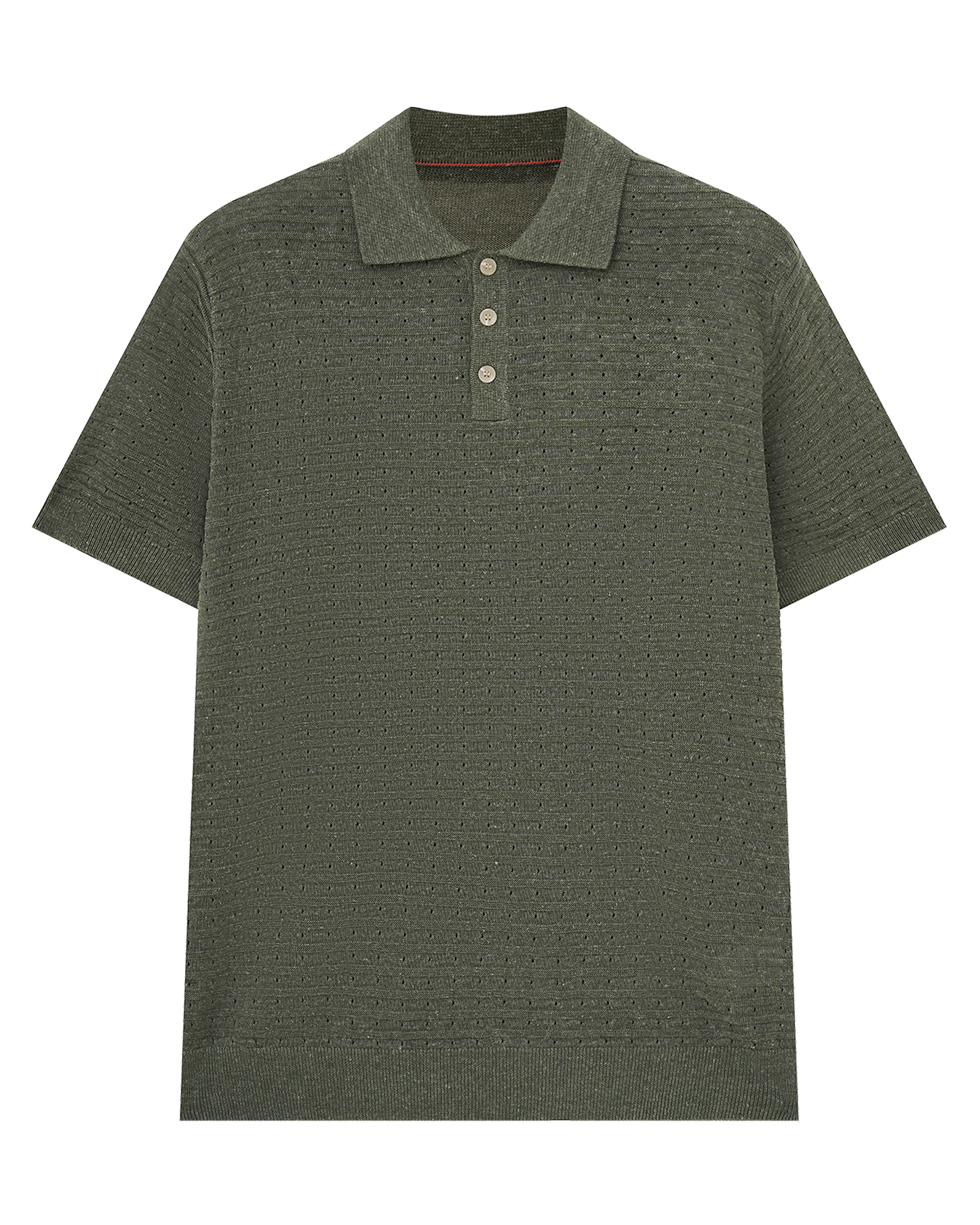 Open Knit Linen Polo T-Shirt