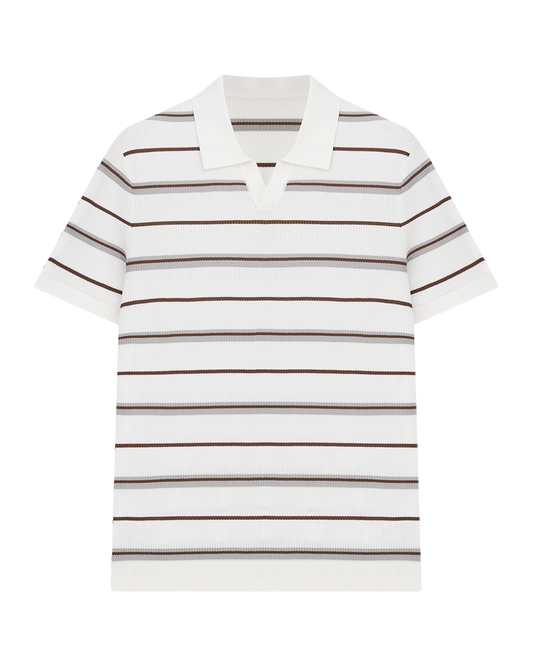Textured Silk-Cotton Polo