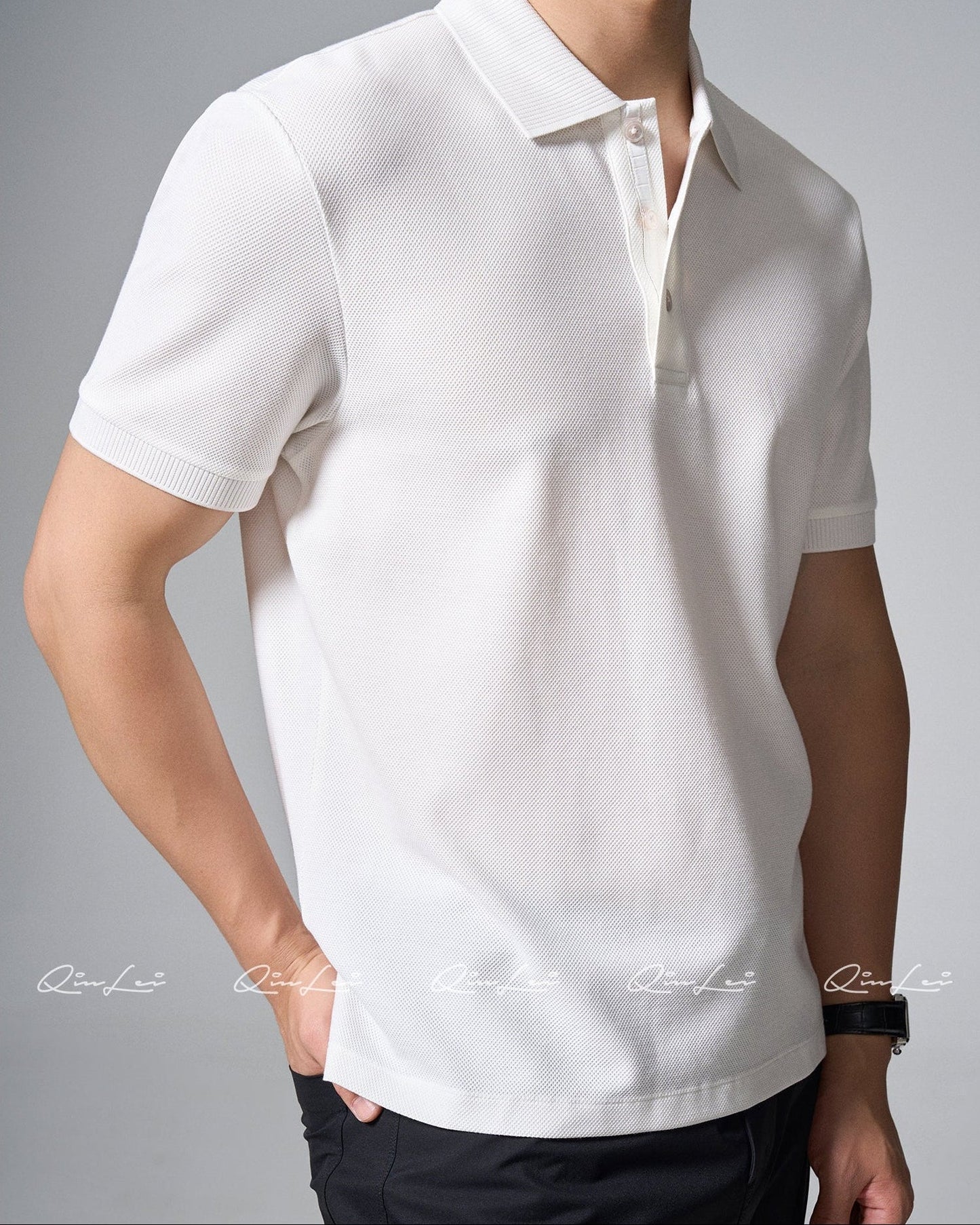 Slit Hem Cotton Polo