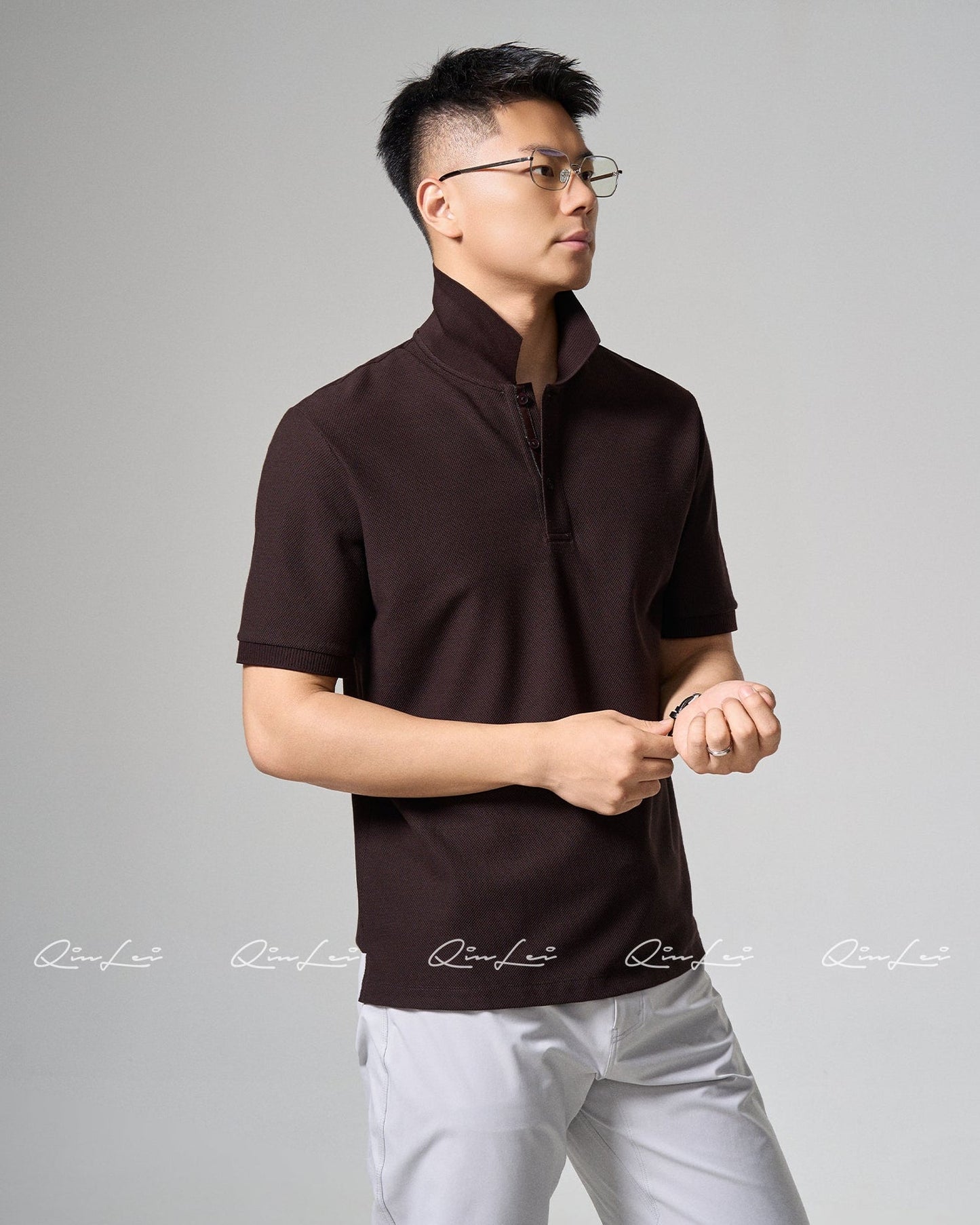 Slit Hem Cotton Polo